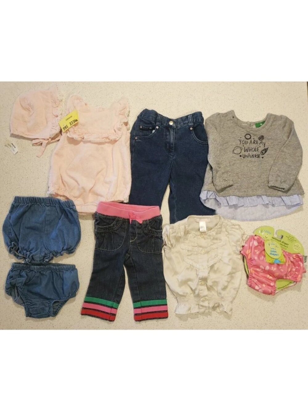 Girls 6M 6-12M Clothes Lot 8pcs Swim Pant Gymboree Jeans Silk Top Outfit Dresses